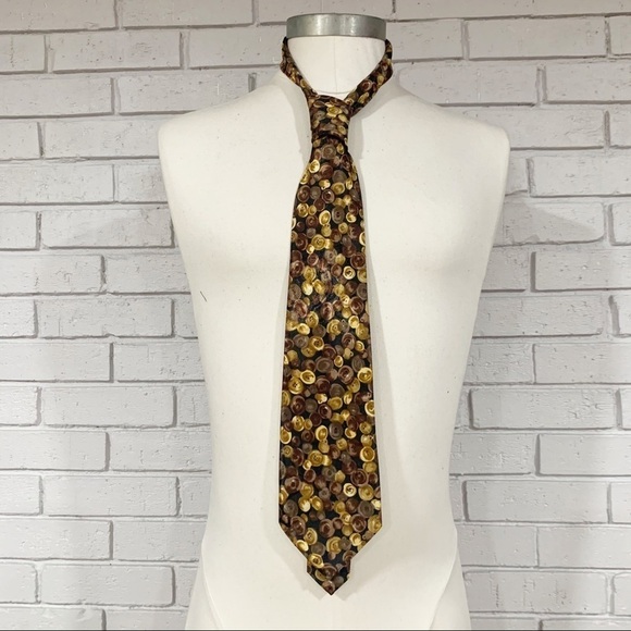Paradise Men’s Button Print Silk Tie - Picture 1 of 10